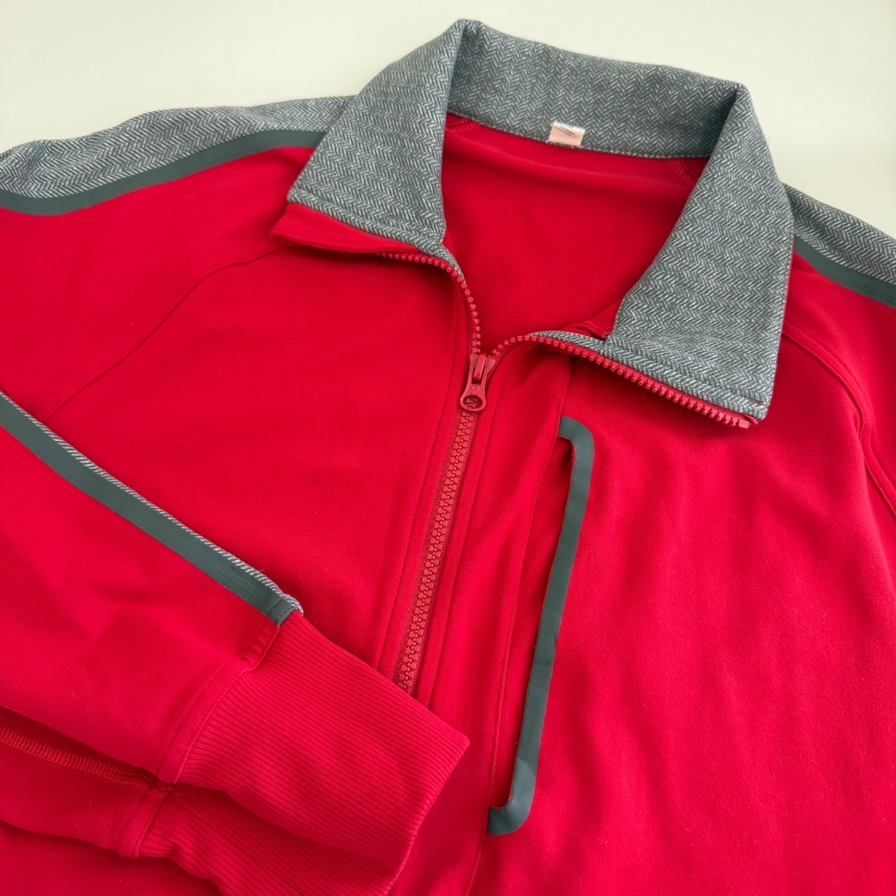Lululemon Kung Fu‎ Jacket II Chili Red Full Zip Herringbone Men's Medium active